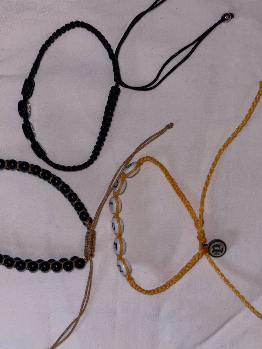 Yellow and Black Beaded Braided Bracelet Trio